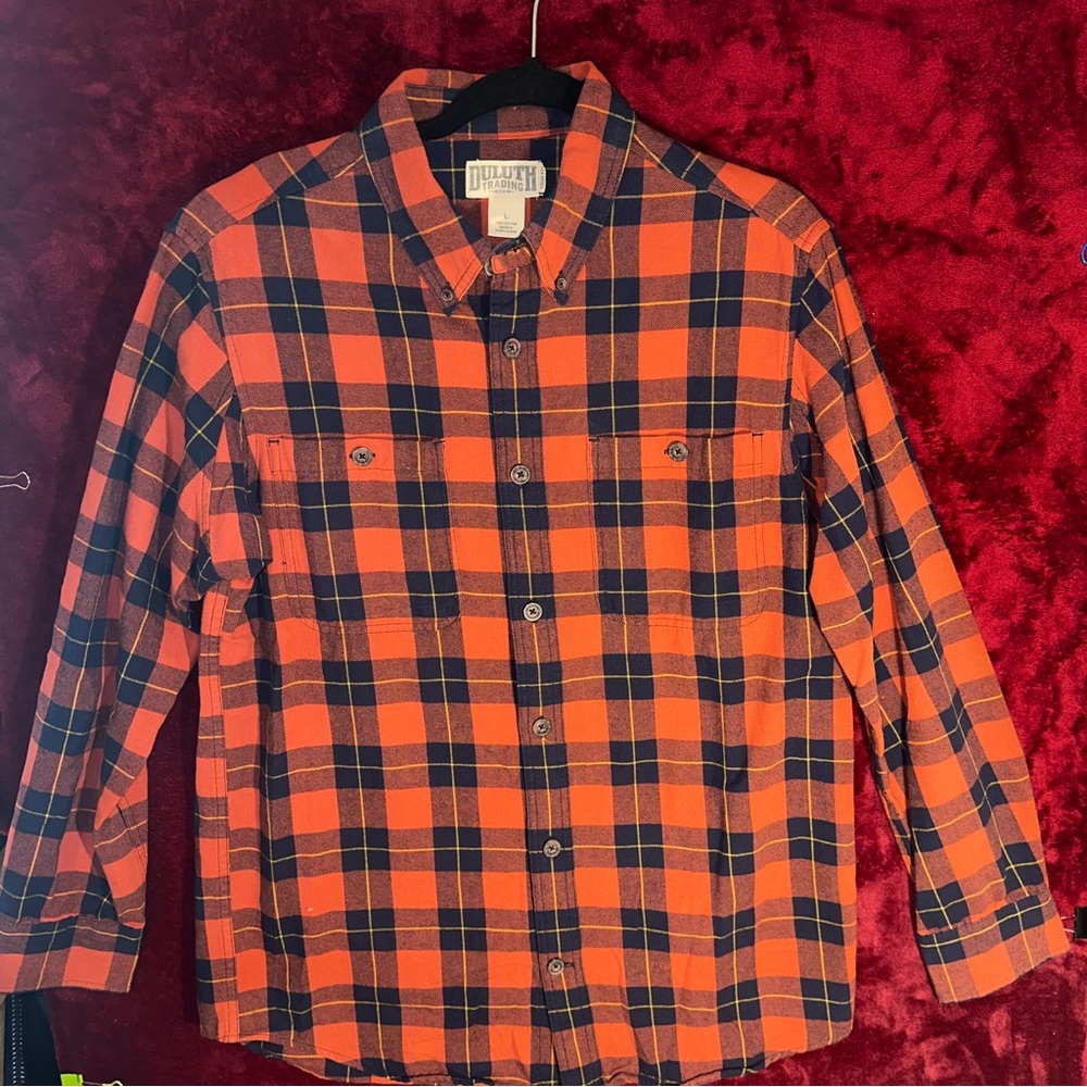 Duluth Trading‎ Co Orange and Blue Casual Button Down Shirt